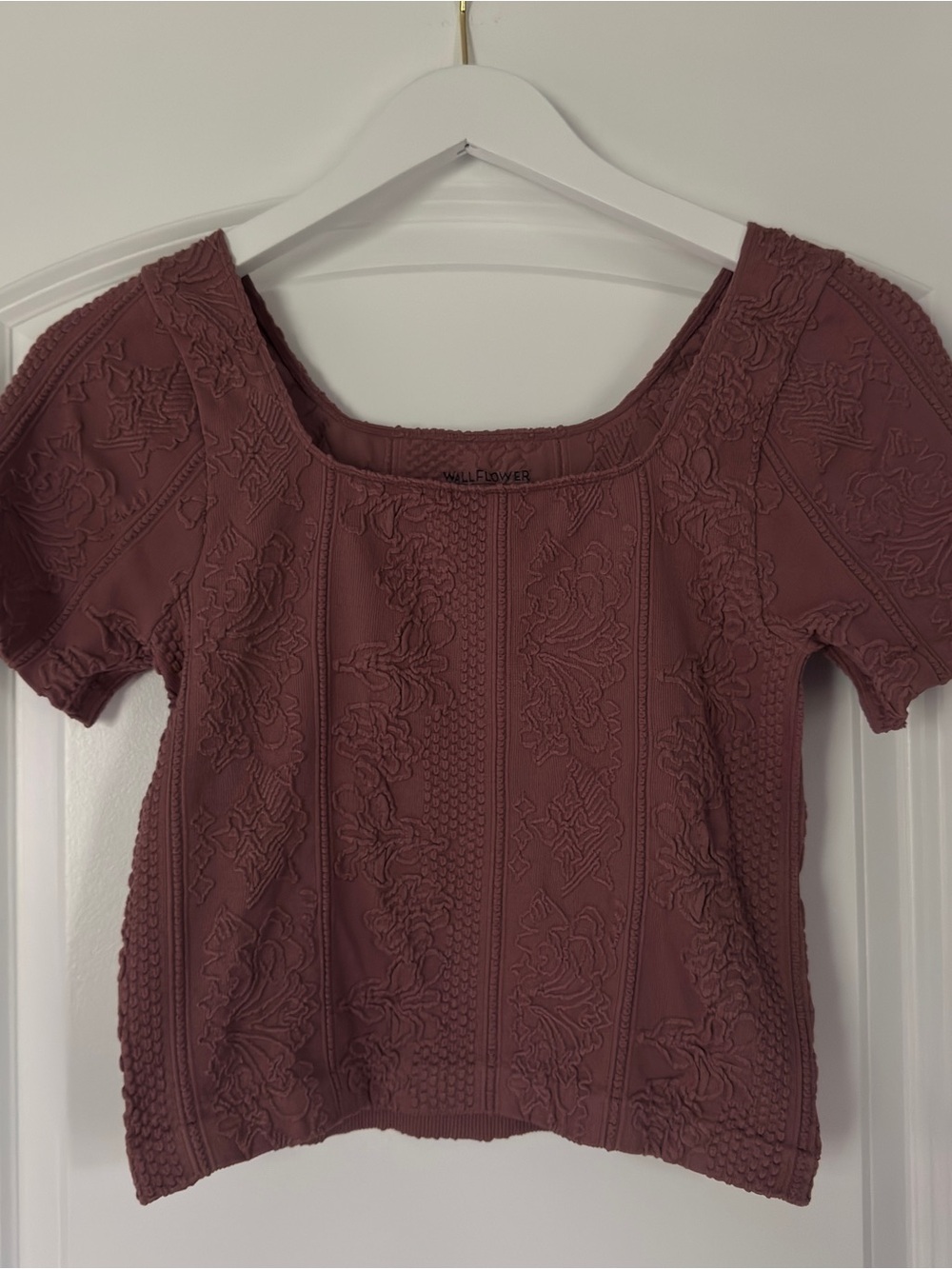 WallFlower Mauve Textured Floral Fitted Crop Top XL